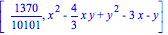 [1370/10101, x^2-4/3*x*y+y^2-3*x-y]